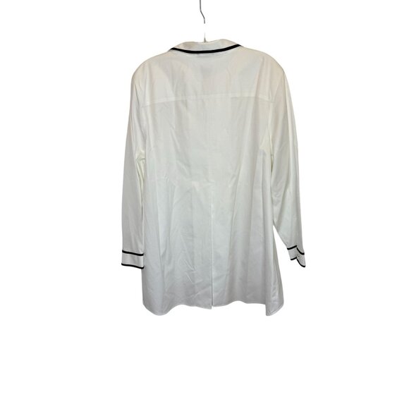 Chico's No-Iron White Black Contrast Trim Hi-Low Tunic Top - Size 3 XL - Picture 4 of 12